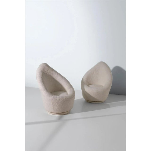 Textile Set of French Leaf-Shaped Bouclé Armchairs, 1960s For Sale - Image 7 of 7