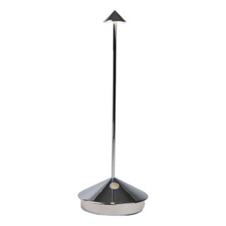 Zafferano Pina Pro Rechargeable Indoor/Outdoor Cordless Table Lamp, Glossy Silver For Sale