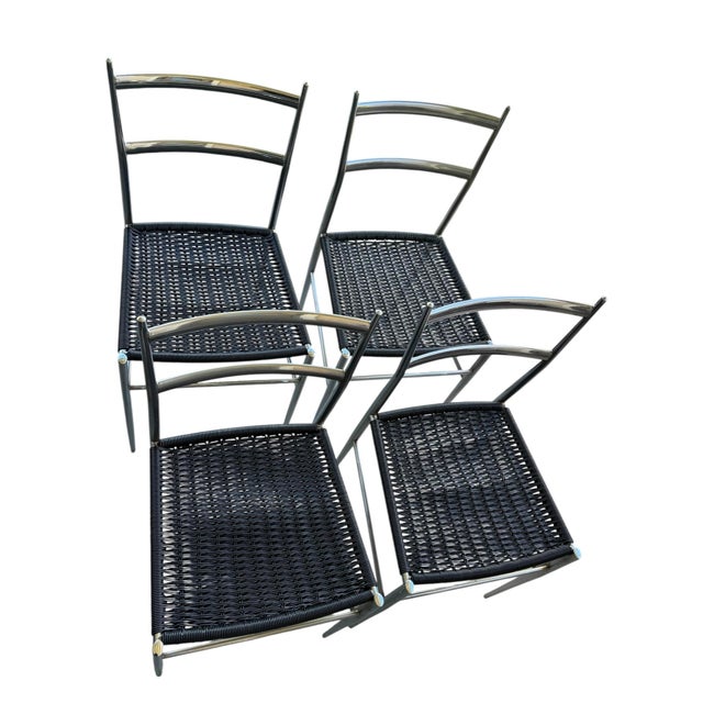 Black 1970s Chrome & Vinyl Superleggera Chairs Attributed to Gio Ponti - Set of 4 For Sale - Image 8 of 8
