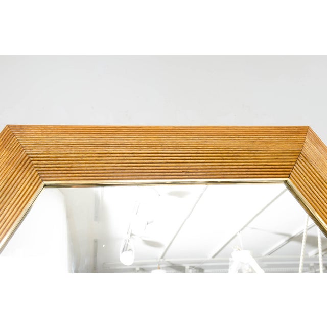 Contemporary Italian Hexagonal Rattan Mirror For Sale - Image 4 of 8