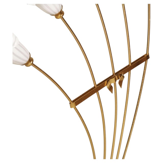 Mid-Century Modern Monza Brass Floor Lamp with Murano Glass Shades by Angelo Lelli attributed Arredoluce, Italy, 1950s For Sale - Image 3 of 9