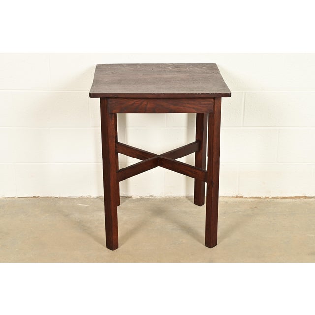 Brown Stickley Brothers Style Antique Mission Oak Arts & Crafts Tabouret Side Table, Circa 1910 For Sale - Image 8 of 8