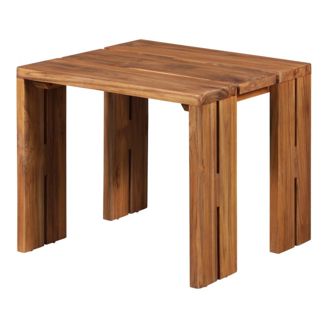Paradiso Outdoor Teak Wood End Table For Sale