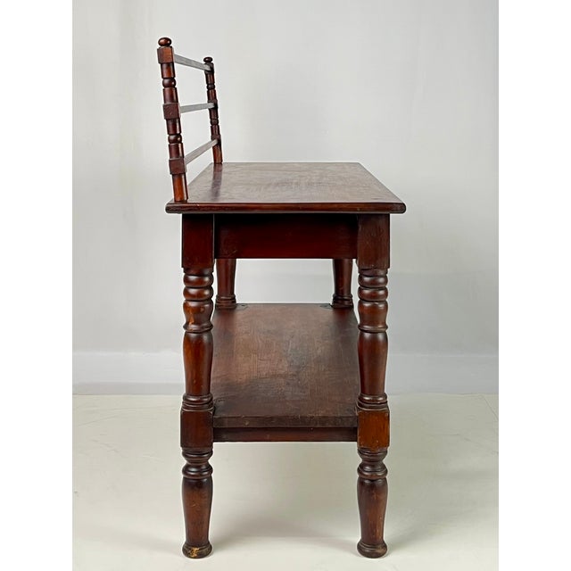 Late 19th Century Antique Rustic Wood Baker's Rack / Wash Stand With Slotted Gallery & Lower Shelf For Sale - Image 5 of 13