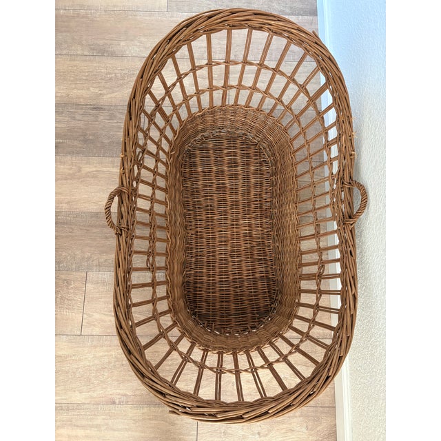 1940s Antique French Farmhouse Extra Large Wooden Basket With Handles For Sale - Image 5 of 10