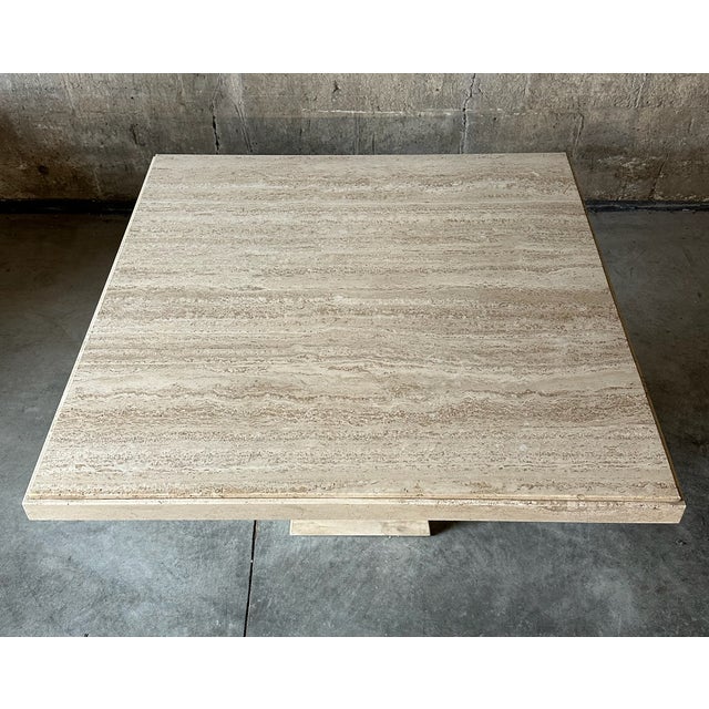 Stone 1970s Maurice Villency Italian Travertine Pedestal Table For Sale - Image 7 of 7