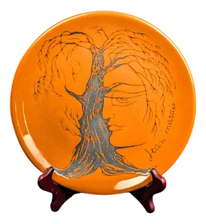 Glazed Ceramic Plate by Jean Marais for Face & Tree Vallauris, 1970