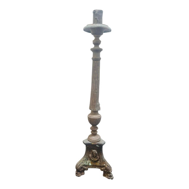Antique 19 Century Tall Gothic-Style / Religious French Altar Candlestick For Sale