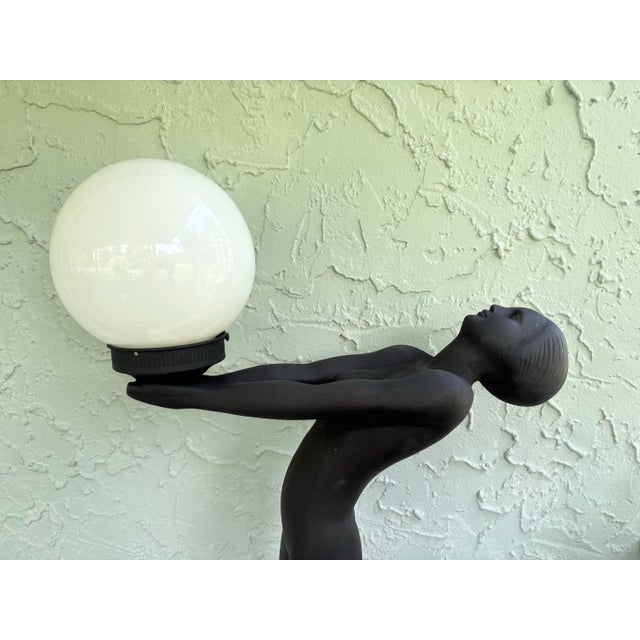 Art Deco Late 20th Century Large Art Deco Revival Nude Woman Figural Table Lamp For Sale - Image 3 of 10