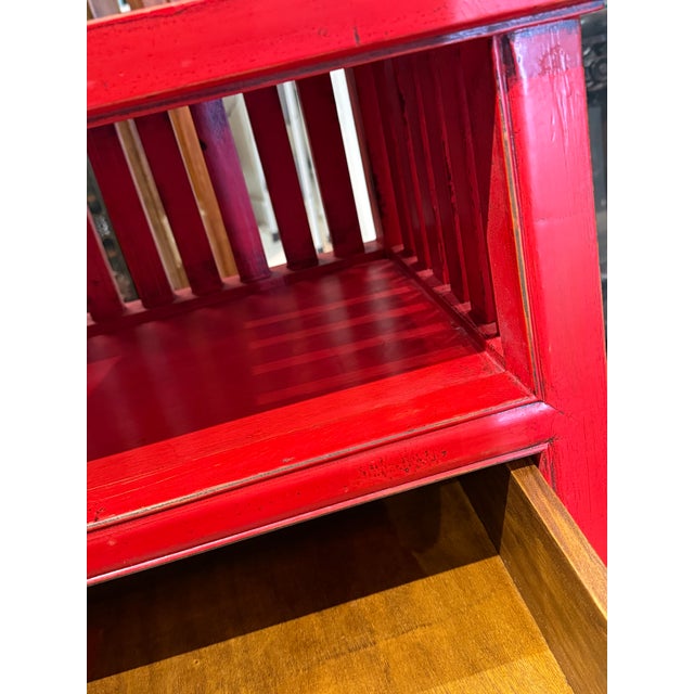 1980s Chinese Red-Lacquered Bedside Cabinet Nightstand For Sale In New York - Image 6 of 10