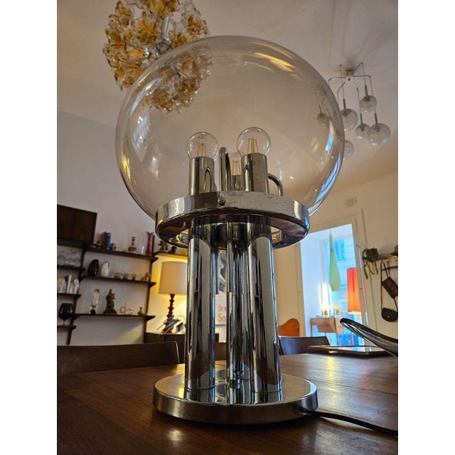 1970s Murano Glass and Chrome Table Lamp, 1970s For Sale - Image 5 of 7