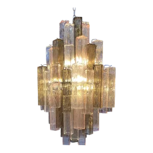 Contemporary Chandelier Murano Style Glass “Squared” Elements