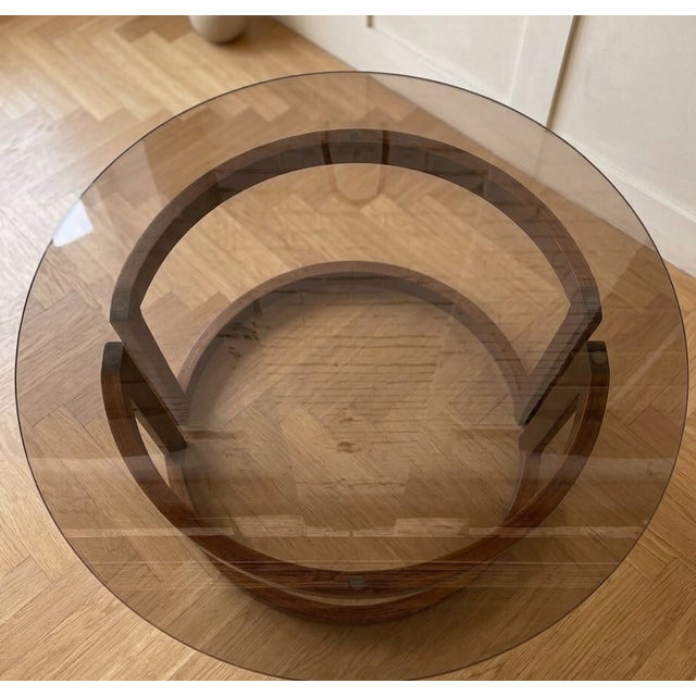 Vintage Round Coffee Table with Smoked Glass Top, 1970s For Sale - Image 3 of 7