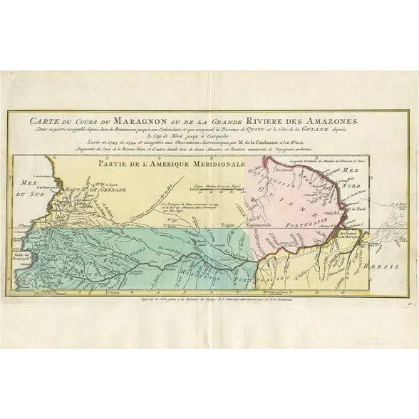 Antique Map of the Course of the Amazon River by E. Van Harrevelt, 1773 For Sale