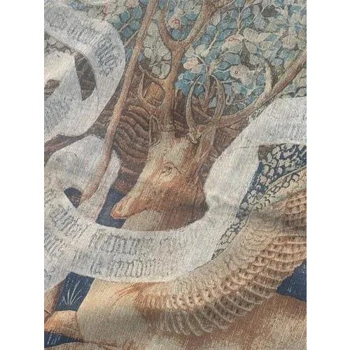 French Aubusson Style Screen-Printed by Hand Tapestry winged Stags, 1950s For Sale - Image 18 of 18