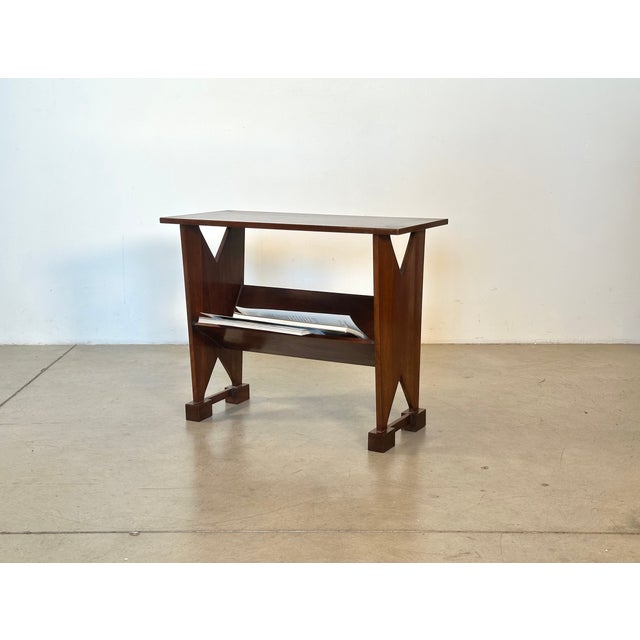 Walnut magazine rack from the 1950s