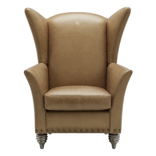 1990s Space Age Gold Wingback Chair by Larry Laslo for Directional For Sale