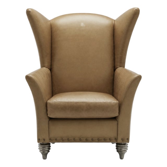 1990s Space Age Gold Wingback Chair by Larry Laslo for Directional For Sale
