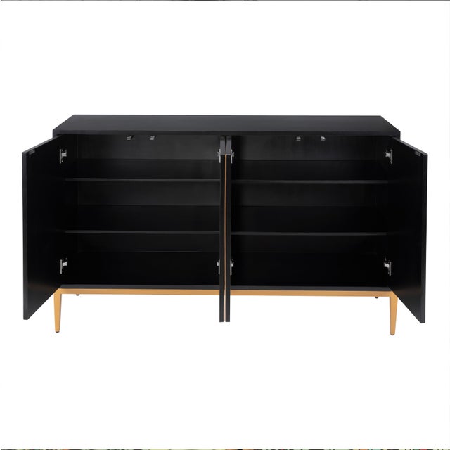 Transitional Pasargad Home Solani 4-Door Sideboard With Gold Metal Legs & 6 Shelves For Sale - Image 3 of 10