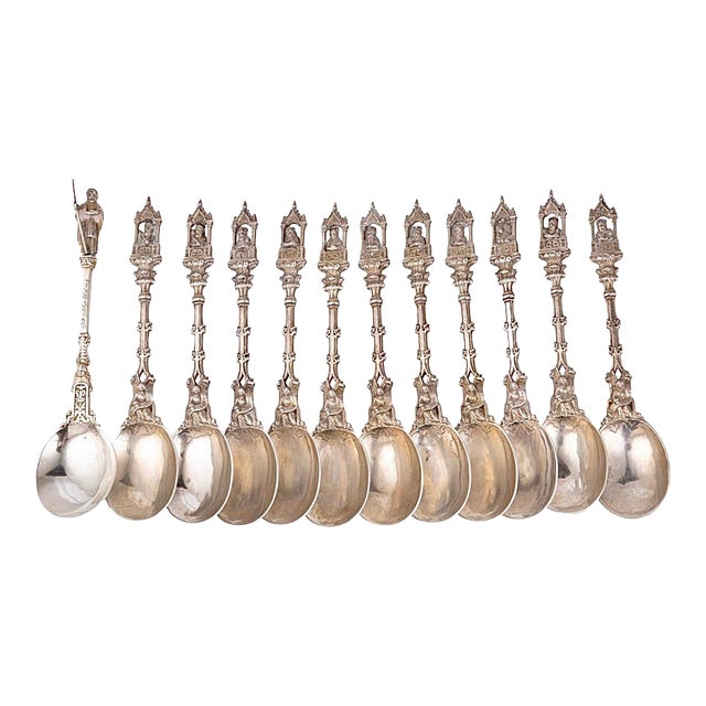 12 Antique SilverPlated Apostle Spoons, 19th Century. Chairish