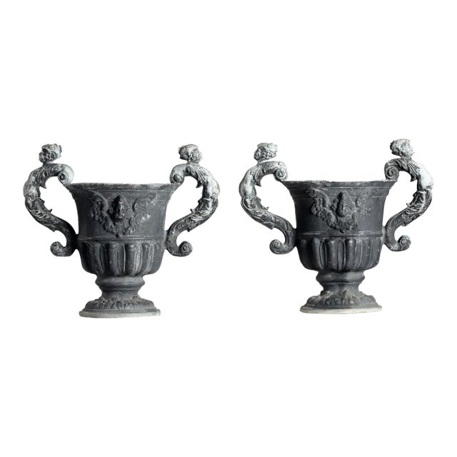 Pair of English Lead Urns For Sale