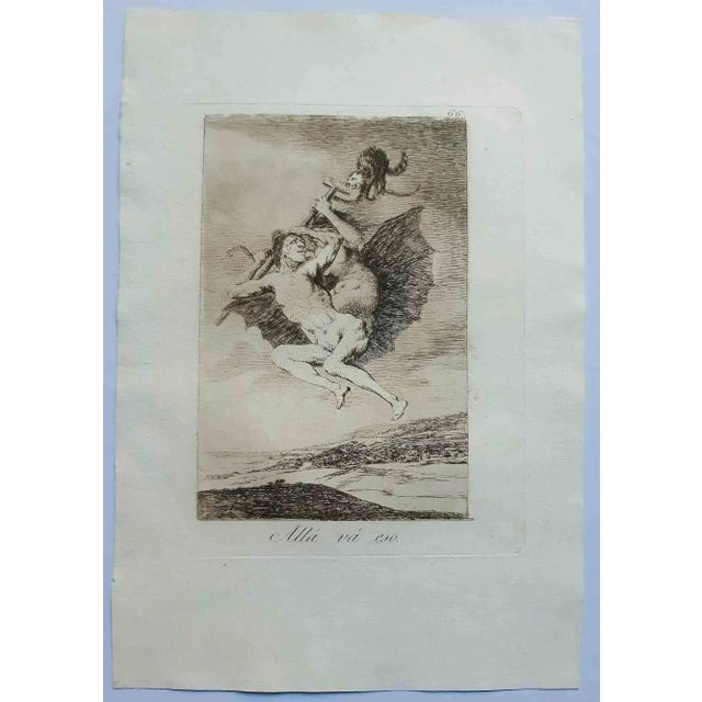 Allà Và Eso from Los Caprichos is an original artwork realized by the artist Francisco Goya and published for the first...