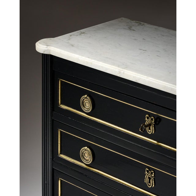 Classic Louis XVI Chest of Drawers, Ebonized Mahogany, French, 1920s For Sale In Austin - Image 6 of 9