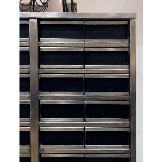 Large Industrial Burnished Steel Cabinet of Drawers For Sale - Image 4 of 13