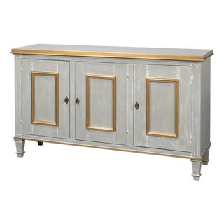 Louis XVI Buffet in Gray and Gold, 60 Inches For Sale