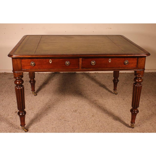 19th Century English Mahogany Partner Desk For Sale - Image 9 of 12