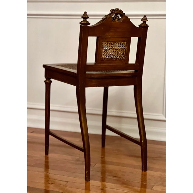 1920s French Louis XVI Style Caned Seat and Back Carved Oak Vanity Chair For Sale - Image 12 of 12