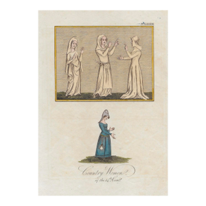 1796 Country Women of the 14th Century From Complete View of the Dress & Habits of the People of England