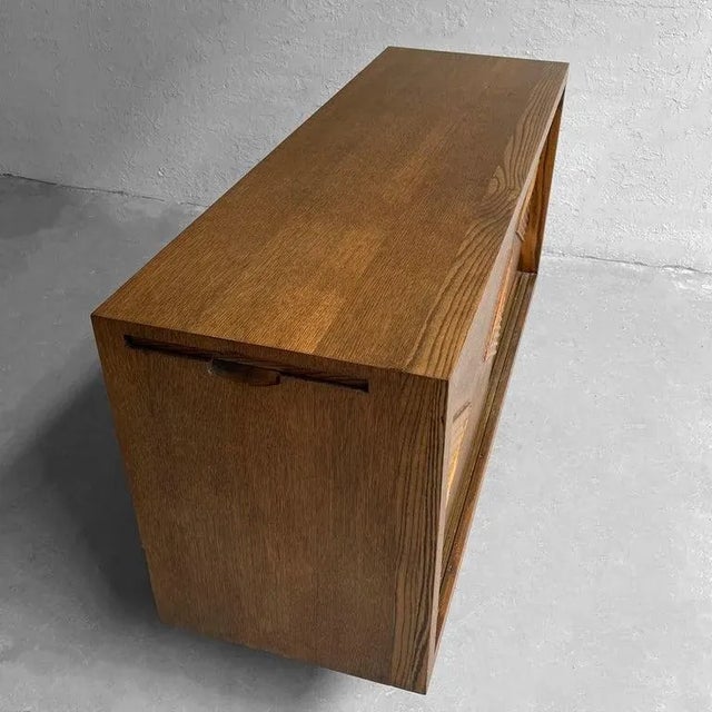 1950s Mid Century Chevron Front Oak Sideboard For Sale - Image 11 of 12