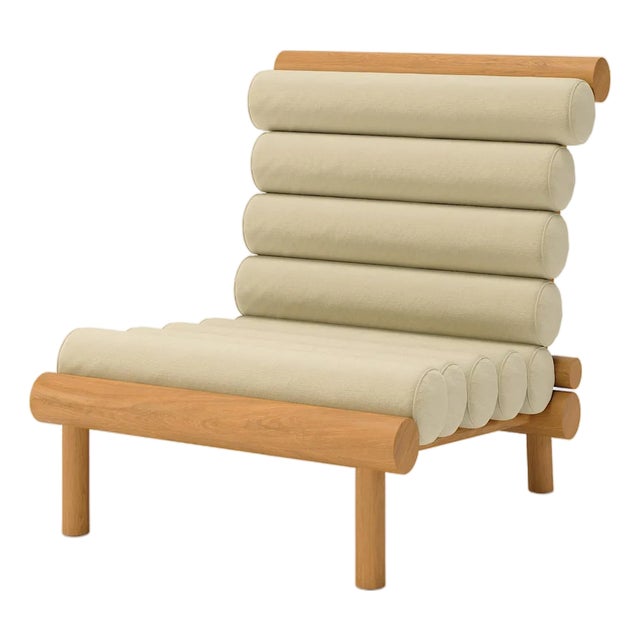 Rishon Teak Outdoor Lounge Chair – Alpine Modern Design in Sunbrella Antique Beige For Sale