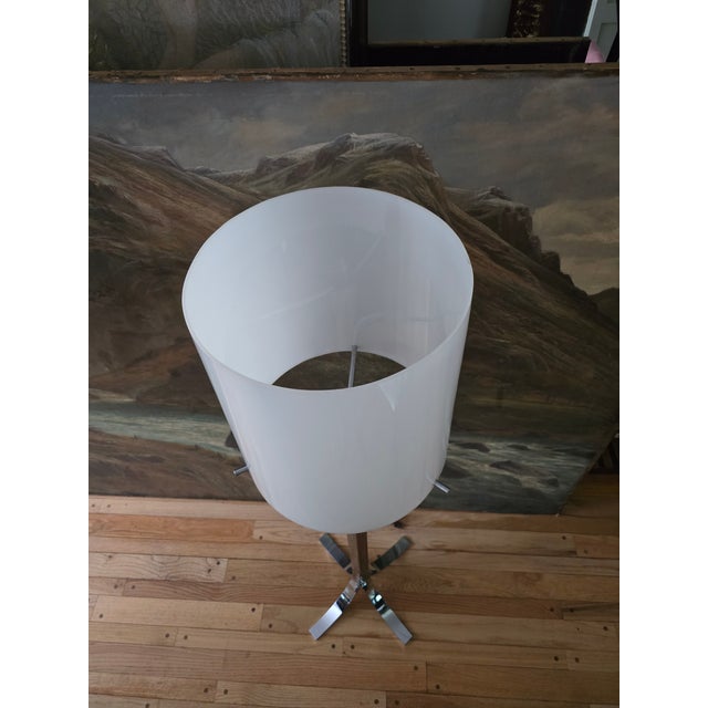 A superb vintage mid century modern designer chrome and lucite floor lamp pierre cardin style ( guaranteed a true 1970's...