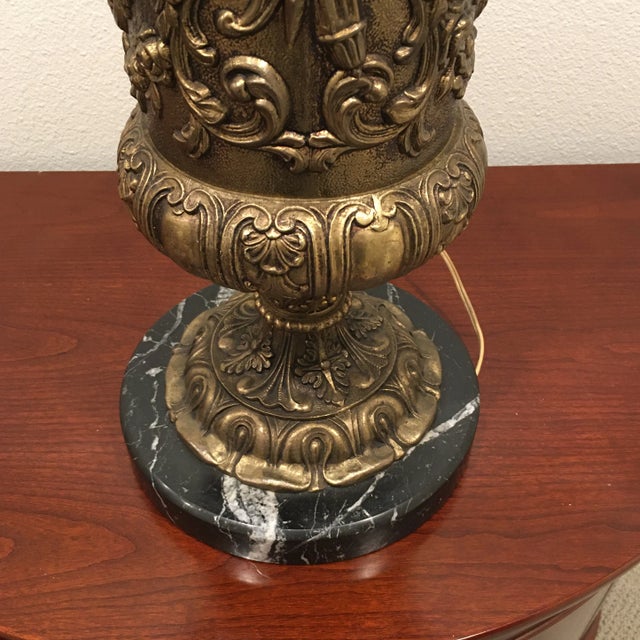 1990s Bronze Table Lamp on Marble Base For Sale - Image 4 of 10