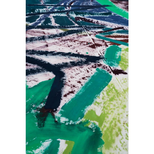 Green "Mirrored Palms" Large Abstract Acrylic Painting by Simon Findlay For Sale - Image 8 of 18