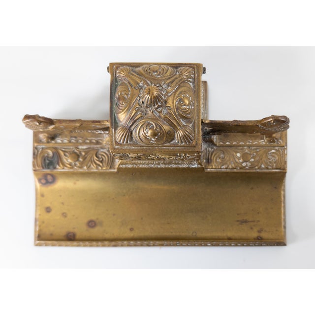 19th Century Gilt Bronze Inkwell Deskset With Griffins For Sale In New York - Image 6 of 10