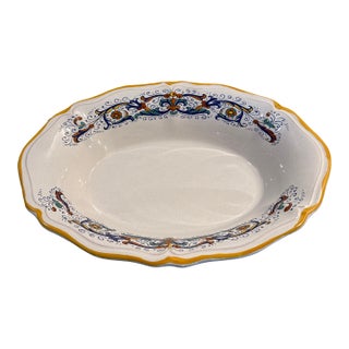 Late 20th Century Ceramica Nova Deruta Hand Painted Oblong Serving Bowl Italy For Sale