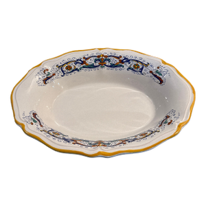 Late 20th Century Ceramica Nova Deruta Hand Painted Oblong Serving Bowl Italy
