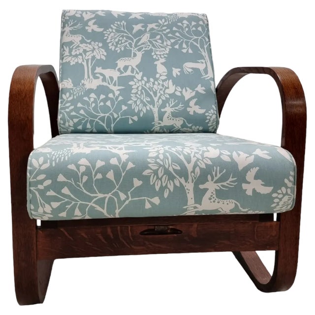 Art Deco H-70 Adjustable Lounge Chair attributed to Jindrich Halabala, Former Czechoslovakia, 1930s For Sale