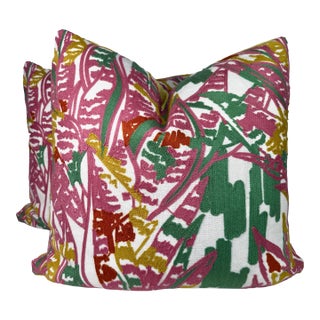 Stroheim "Magdalene Island" in Yellow/Pink 22" Pillows-a Pair For Sale