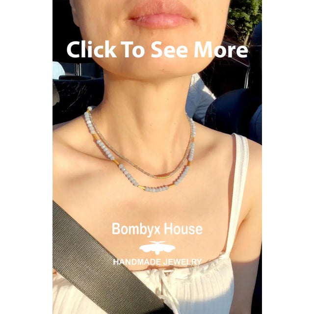 Blue Angelite Lyra Necklace For Sale In New York - Image 6 of 7