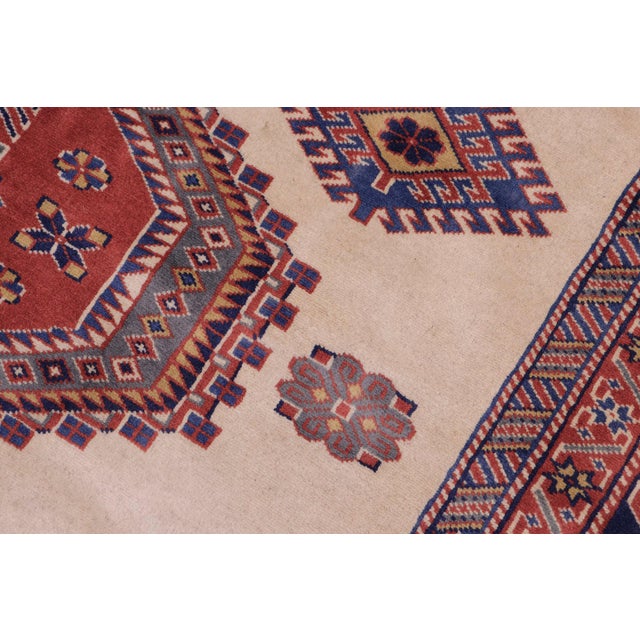 Boho Chic Shirwan Beige/Blue Wool Rug - 5'3''x7'3'' For Sale - Image 4 of 10