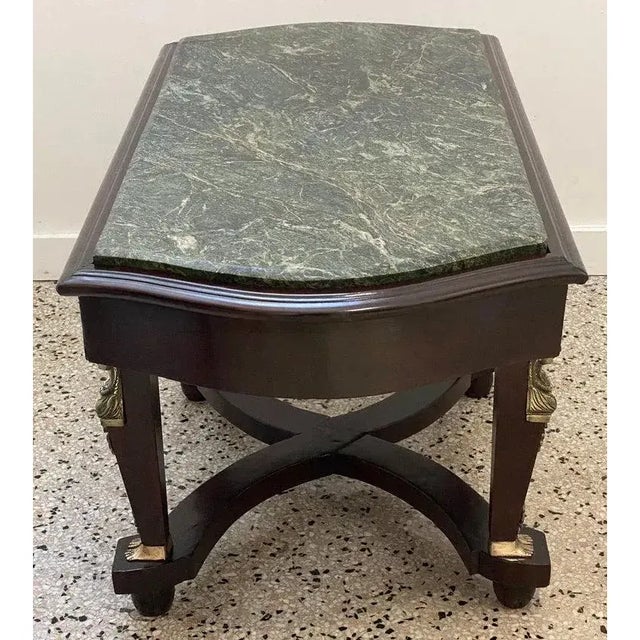 Green Cocktail Table French Empire 1980s in Marble & Mahogany For Sale - Image 8 of 14