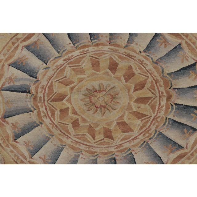 Rug & Kilim's Aubusson Style Rug in Gold & Beige With Floral Medallion For Sale In New York - Image 6 of 8
