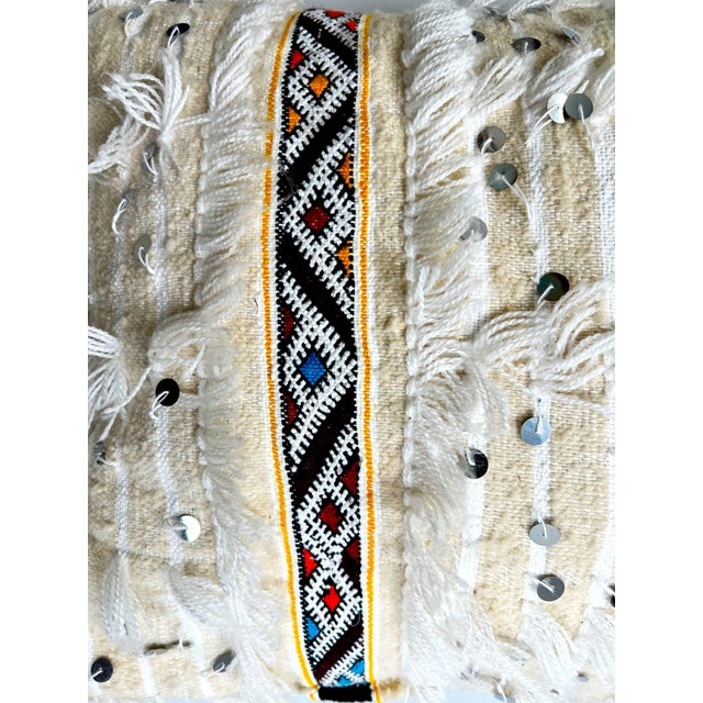 Vintage Moroccan Off White Wool Tribal Wedding Pillow For Sale In New York - Image 6 of 9