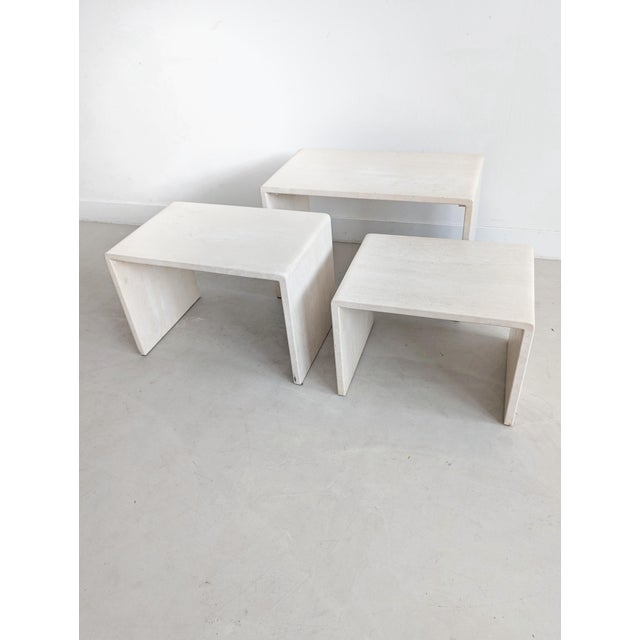Travertine Nesting Tables, 1980s, Set of 3 For Sale - Image 4 of 8
