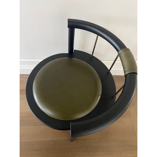 Brand New Crump & Kwash Lloyd Side Chairs These are in the Blackened Oak finish with green Forest Leather upholstery and...
