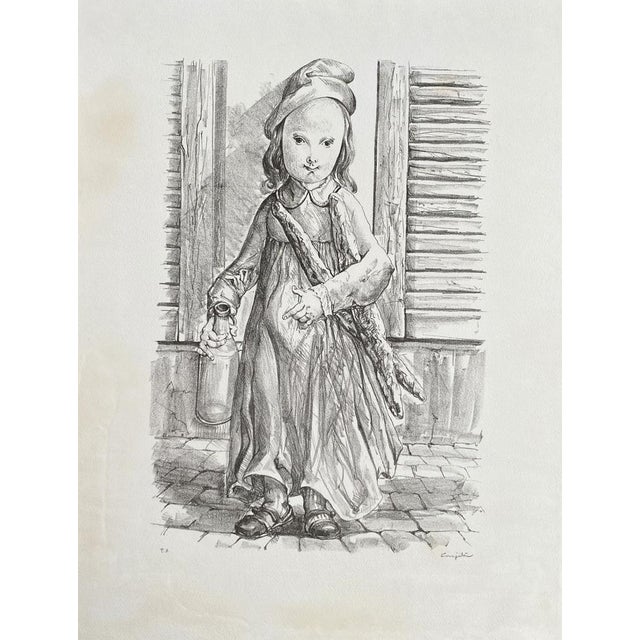 Léonard Tsuguharu Foujita, Young Girl with Bread, Original Lithograph For Sale - Image 10 of 10